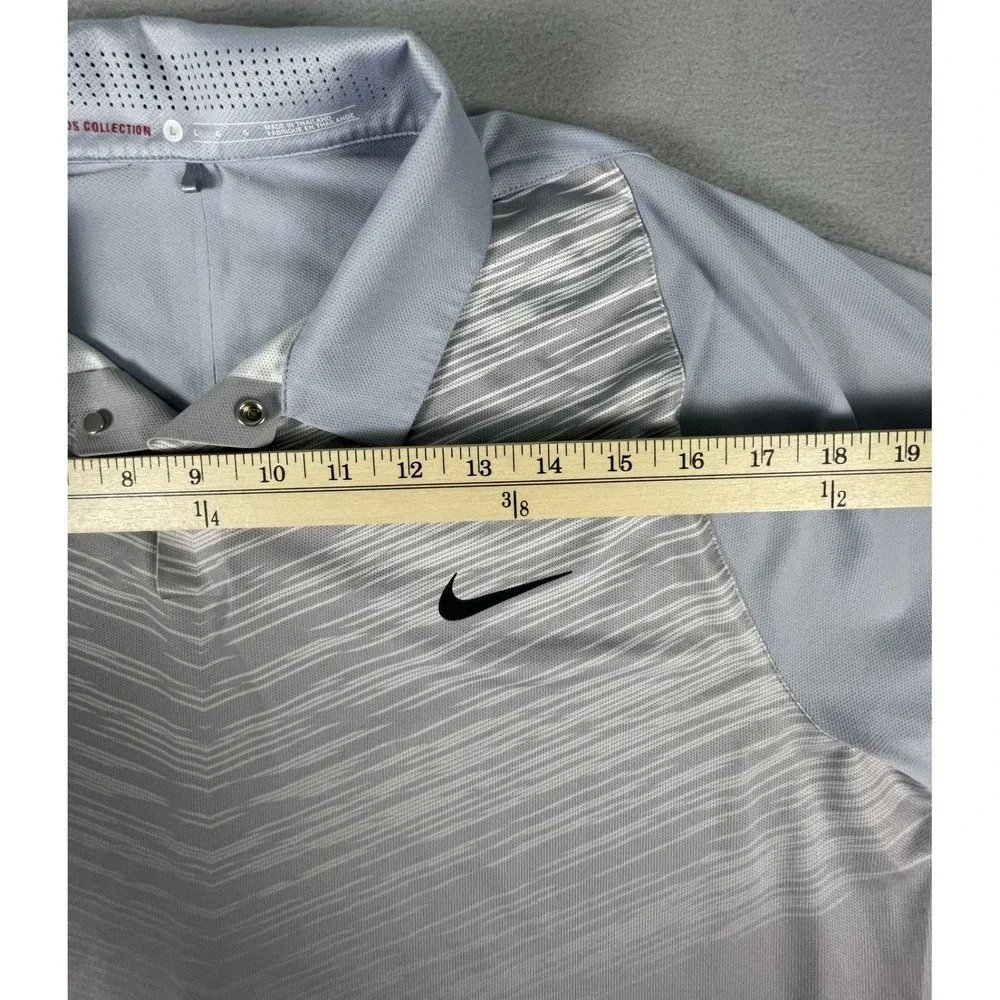 Nike Polo Mens L‎ Grey Tiger Woods Collection Dri-FIT Chevron Golf Shirt